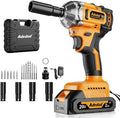 Brushless Impact Wrench 3-in-1 500N.m(369Ft-lbs) Torque Wrench 1/2 Drive with 2.0Ah Battery, 8 Drill Bits, 6 Screwdriver Bits, 4 Sockets, Cordless Impact Gun for automotive Repair and DIY