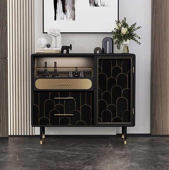 Yasinet Black and Gold Wallpaper Black Geometric Contact Paper Modern Stripe Removable Self Adhesive Wall Paper Decorative for Wall Bedroom Vinyl Film 17.3”x197”