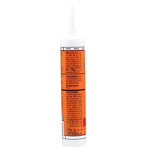 Gorilla 100% Silicone Caulk Kitchen & Bath Sealant, Mold Resistant, 10 oz. Cartridge, White
