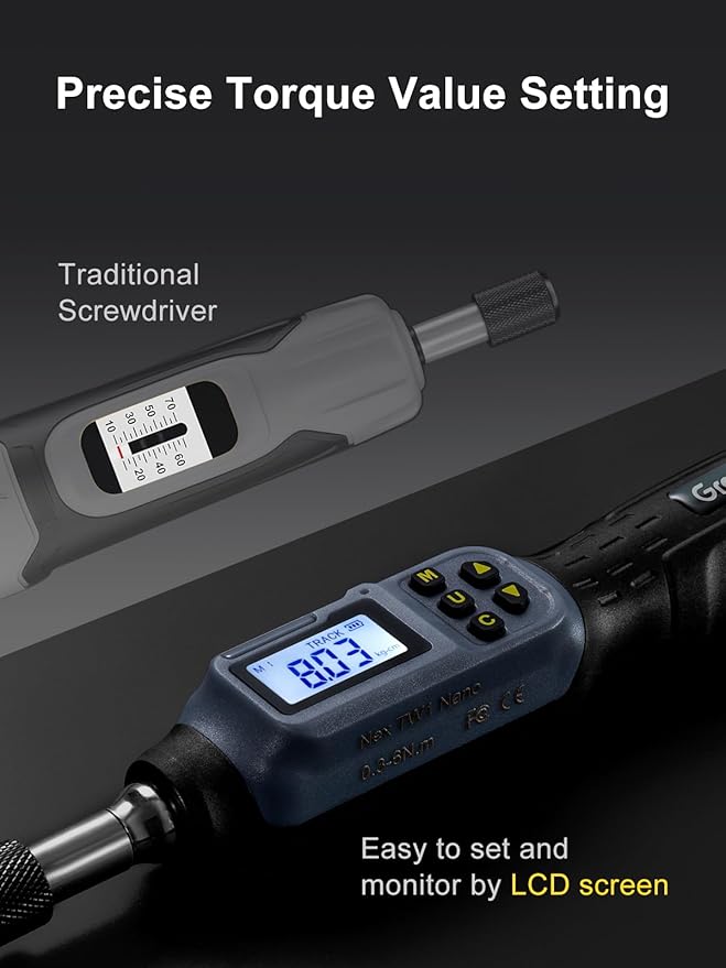 GROWNEER Digital Torque Screwdriver, 2.66-53.1 In-lb/0.3-6 Nm, 1/4'' Drive Inch Pound Torque Screwdriver Electrician with Buzzer & LED Indicator, 27 In 1 Torque Wrench Screwdriver Set, Black