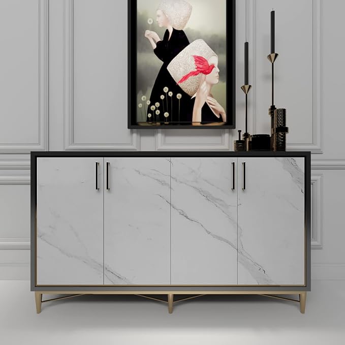 Large White Marble Contact Paper for Countertops Cabinets 31x354 inch Marble Peel and Stick Wallpaper Waterproof Removable Self-Adhesive Marble Vinyl Wrap for Kitchen Bathroom Wall Covers