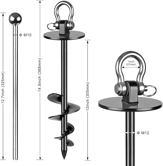 SELEWARE Dog Tie Out Stake Outdoor Dog Ground Anchor 180° Swivel Dog Anchor | 14.5" Long Anti-Rust Heavy Duty Dog Stake for Large Dogs up to 220 lbs, Easy Install with Twist Rod for Yard Camping Outside