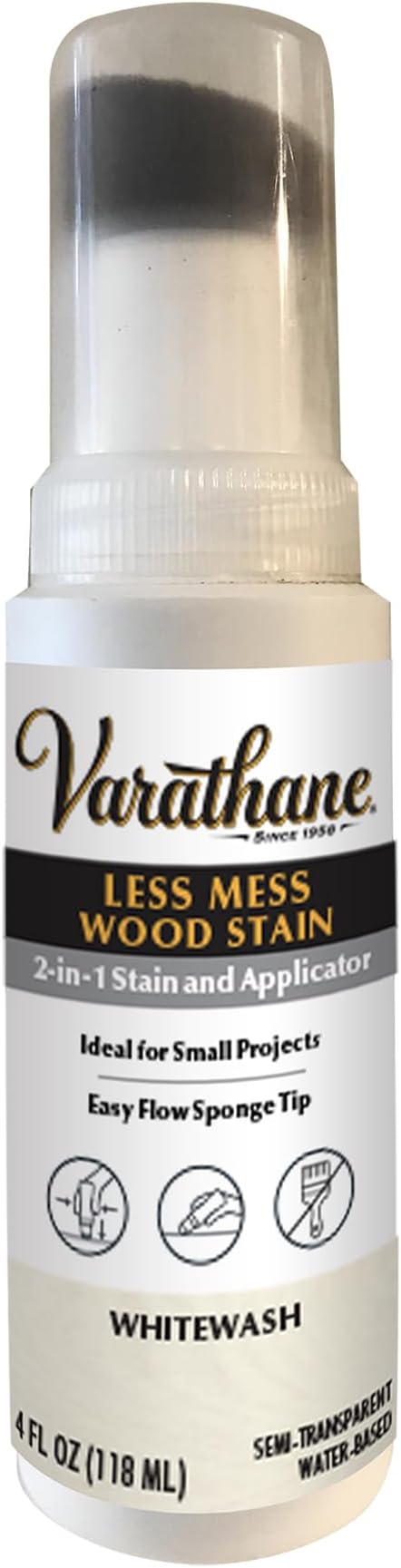Varathane 385685-4PK Less Mess Wood Stain and Applicator, 4 oz, Whitewash, 4 Pack