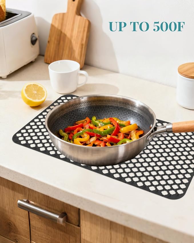 Kitchen Sink Mat 24 x 13in Silicone Sink Mat Non Slip Sink Protector for Farmhouse Kitchen Black