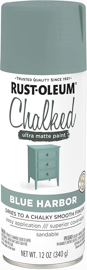 Rust-Oleum Harbor Blue Chalked All-in-One Ultra Matte Spray Paint | One Coat Coverage | No Primer, Sanding, Or Topcoat Needed | Easy Spray Application | Made in USA | 12 OZ