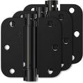 Luxbaro 3 Pack Self Closing Door Hinges 3.5 Inch, Matte Black Spring Loaded Hinges with 5/8'' Radius Corners, Adjustable Tension for Garage, Front Door, for Left and Right Hand Door, UL Listed