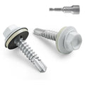 #10 x 1 in Self-Drilling Metal Roofing Screws,Sheet Metal Roof Screw,EPDM Washer,White Hex Head,with Hex Driver Bit(1LBs,84Pcs)