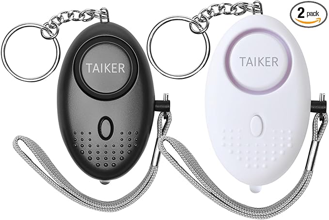 Personal Alarm for Women 140DB Emergency Self-Defense Security Alarm Keychain with LED Light for Women Kids and Elders-2 Pack (Black & White)
