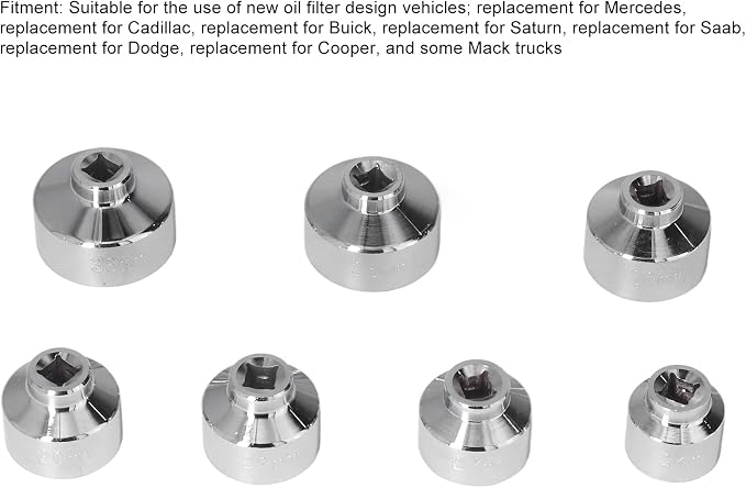 Brilluxa Oil Filter Wrench, 7pcs Cap Socket Set 3 8in Drive 24-38mm Oil Filter Removal Tool Compatible with Engine Service