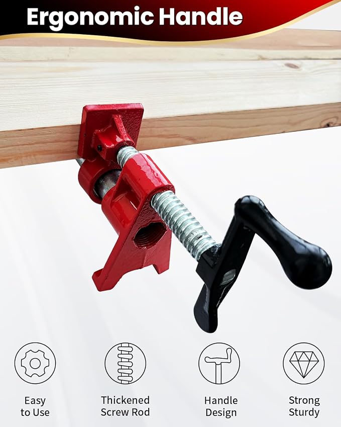 3/4 Inch Pipe Clamps, 6 Pack Woodworking Clamp Set for Gluing DIY