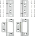 SDTC Tech 4-Pack Non-Mortise Door Hinges Bifold Butt Cabinet Hinges with Screws for Furniture Windows Cupboard etc. - 2 x 0.9 Inch, Silver