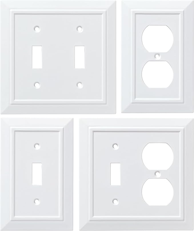 Franklin Brass Classic Architecture (1-Pack) Decorative Light Switch Cover Pure White 2-Gang Wall Plate Double Toggle Plate Covers Electrical Outlet Guard W35244-PW-C