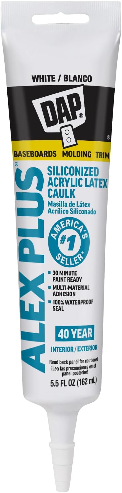 Dap 18128 Alex Plus Acrylic Latex Caulk Plus Silicone 5.5-Ounce