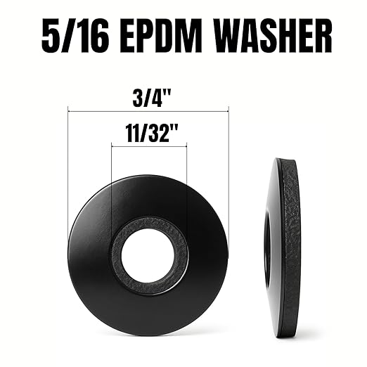100 PCs 5/16" EPDM Bonded Sealing Washers, 304 Stainless Steel Roofing Screw Washers for Metal Panels & Outdoor Fasteners, Black