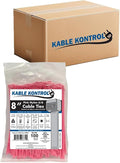 Kable Kontrol Cable Zip Ties, 8 Inch, 10000 Pcs, 50lbs Test, Pink | Nylon Plastic, Self Locking, UL Listed, Indoor Use