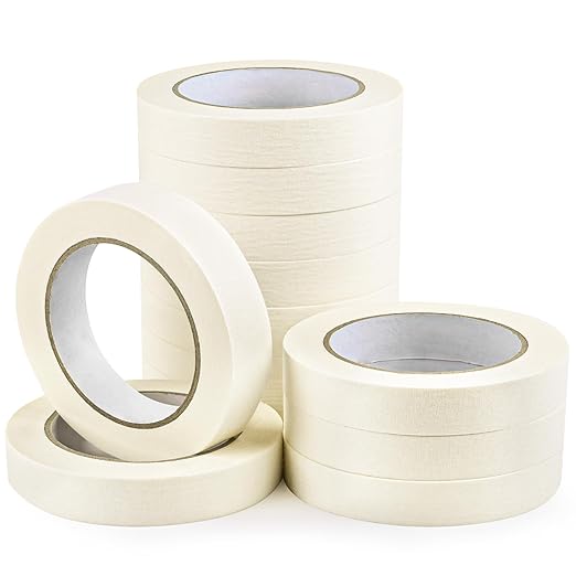 Masking Tapes Bulk 3/4 Inch 12 Packs White Painters Drafting General Using Tapes for Painting, Craft Art, Label, Packing, Office, School, Home, 0.75 Inch x 55 Yards x 12 Rolls (660 Total Yards)