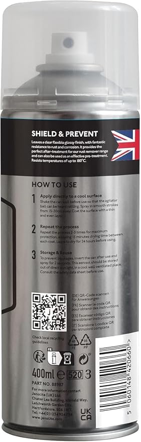JENOLITE Rust Shield Aerosol - Anti Rust Spray, Protection Against Rust & Corrosion for Automotive and Metal - 3x400ml (3x13.5 fl oz)