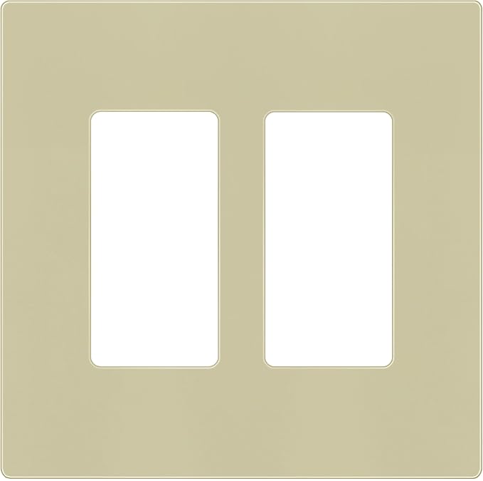 ENERLITES Screwless Decorator Wall Plates Child Safe Outlet Covers, Gloss Finish, Midway Size 2-Gang 4.88" H x 4.92” L, Unbreakable Polycarbonate Thermoplastic, SI8832M-I, Ivory