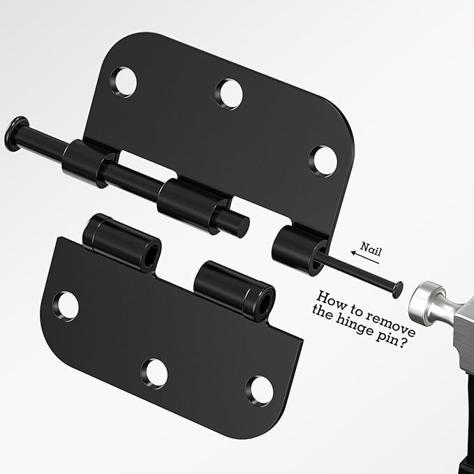 42 Pack Ball Bearing Door Hinges Matte Black 3.5 Inch 5/8"Radius Round Anti Squeak Interior 3-1/2"Flat Iron Bifold Standard Office Bedroom Indoor for Doors 3 ½" Hardware Control Home Decor Essentials