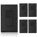 ELEGRP 3 Way Decorator Light Switch, 15Amp, 120-277 Volt, AC Rocker Paddle Wall Switch Replacement, Self-Grounding, Residential Grade, Screwless Wall Plate, UL Listed (5 Pack, Glossy Black)
