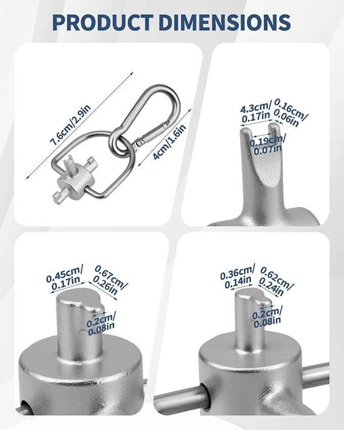 HVAC Tools Locking Cap Key for R410A R22 Refrigerant, 3-in-1 Valve Core Removal Tool, Multi-Function HVAC Refrigerant Service Key for AC; Equipment Repair, Tamper-Resistant