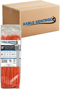 Kable Kontrol Cable Zip Ties, 14 Inch, 6000 Pcs, 50lbs Test, FL Orange | Nylon Plastic, Self Locking, UL Listed, Indoor Use