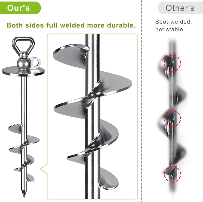 SELEWARE Dog Tie Out Stake 360°Swivel Dog Ground Anchor Outdoor Dog Stake | 15" Long Anti-Rust Heavy Duty Dog Stake for Large Dogs up to 220 lbs, Easy Install with Twist Rod for Yard, Camping Outside