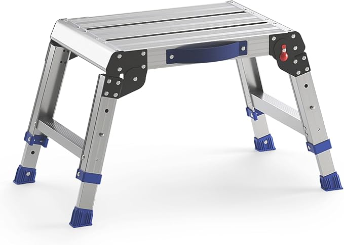 Loyoda Folding Step Stool for Adults, Aluminum Work Platform Adjustable Height, Lightweight and Durable Portable Outdoor Aluminum Step Stool Foldable, Maximum Load Capacity of 440 Pounds.