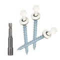 Metal Roofing Screws 10 x 2-1/2 inch, Brite White Hex Head Sheet Metal Roof Screw with EPDM Washer for Corrugated Roofing (250Pcs)