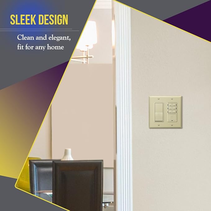 ENERLITES Decorator Light Switch or Receptacle Outlet Wall Plate, Gloss Finish, Size 2-Gang 4.50" x 4.57", Unbreakable Polycarbonate Thermoplastic, UL Listed, 8832-I, Ivory