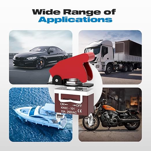Toggle Switch, Malictele 12V 20A Safety Cover ON/Off Toggle Switch SPST 2Pin 12VDC/120VAC Heavy Duty Toggle Rocker Switch with Red Aircraft Covered for Automotive/UTV/Trucks