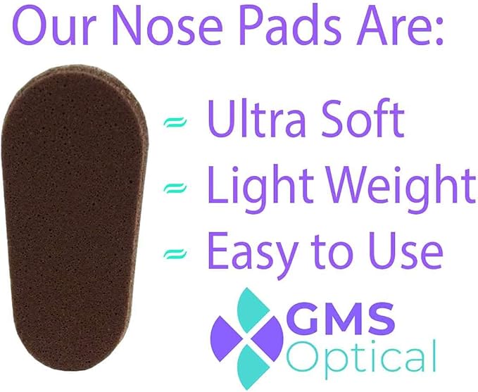 GMS Optical Soft Foam Self-Adhesive Nose Pads for Glasses, Sunglasses, and Eye-wear – 15mm (15 Pair, Coffee)