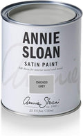 Annie Sloan Satin Paint (Chicago Grey, 25 Fl Oz/750 mL). Soft sheen for interior wood and metal. Self-leveling, all-in-one paint with no wax or lacquer required.