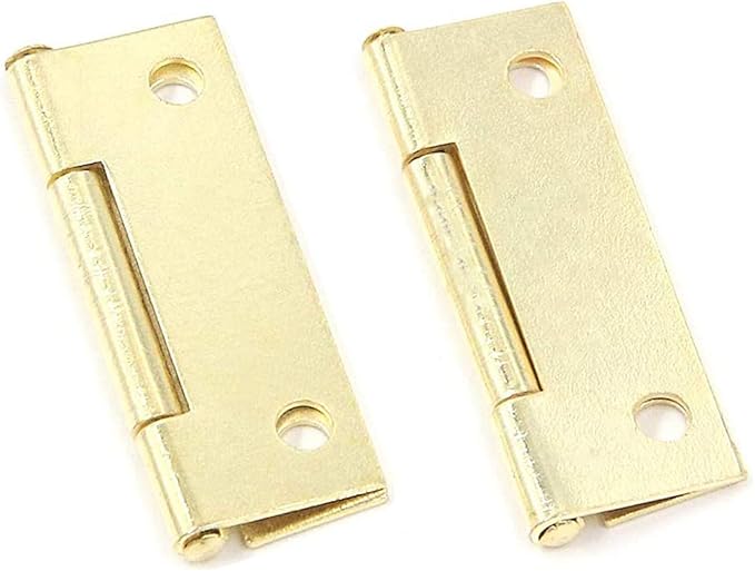 XMHF Folding Butt Hinge, Cabinet Gate Closet Door Hinge 1-1/2'' Long Home Furniture Hardware with Mounting Screws Gold Tone, Pack of 12