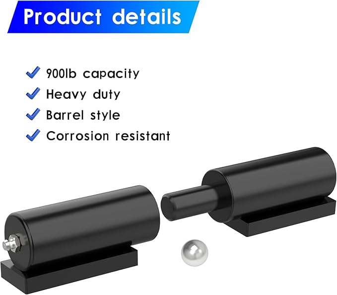 Heavy Duty Gate Hinges 7 Inches- 2 Pack Weld On Install Black Iron Barrel Hinge 900lbs Capacity for Swing Door Trailer Ramp Metal Driveway Gate Drive Gate