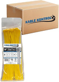 Kable Kontrol Cable Zip Ties, 14 Inch, 6000 Pcs, 50lbs Test, Yellow | Nylon Plastic, Self Locking, UL Listed, Indoor Use