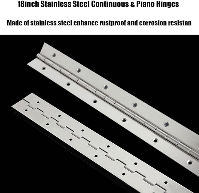 4PCS 18Inch Continuous & Piano Hinges, Heavy Duty Stainless Steel Piano Hinge, Smooth Polished Folding Continuous Hinge, 0.04inch Leaf Thickness, 1.2inch Open Width