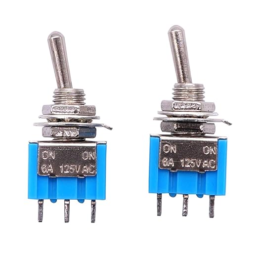 Taiss 10pcs SPDT Mini Toggle Switch 3-Pin 2 Position ON/ON Miniature Toggle Switches 6A 125V AC MTS-102