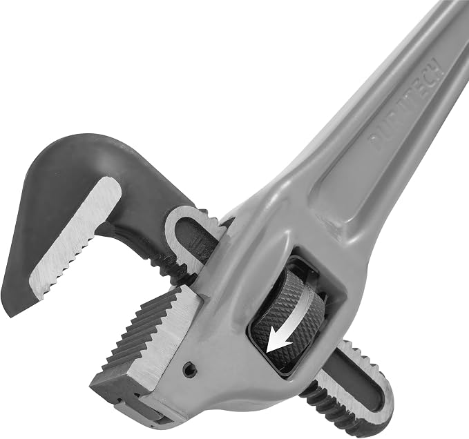 DURATECH 18-inch Aluminum Offset Pipe Wrench, Adjustable Plumbing Wrench | 2-1/2" Jaw Capacity, Heavy Duty, Drop Forged, Exceed GGG standard