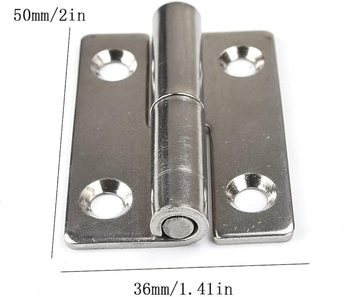 4Pcs 2-inch Long Steel Small Slip Joint Hinge,Lift Off Door Hinges Right Handed Lid,Stainless Flag Hinge