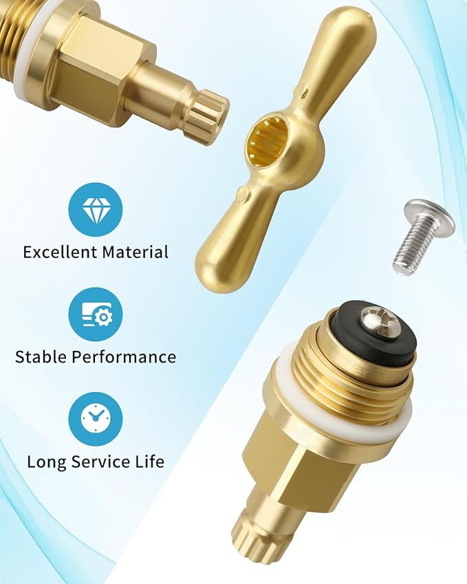 PK1100 Brass Globe Valve Stem and Bonnet Kit with Handle Fit for Arrowhead Hose Bibs, Boiler Drains, Sill Faucets