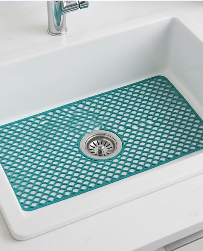 Kitchen Sink Mat 28.3 x 15.2in Silicone Sink Mat Non Slip Sink Protector for Farmhouse Kitchen Green A