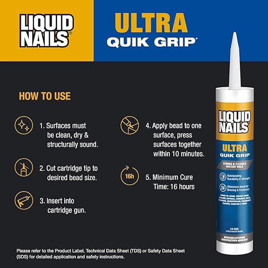 Liquid Nails Ultra Quik Grip 10 oz. White Interior and Exterior Construction Adhesive