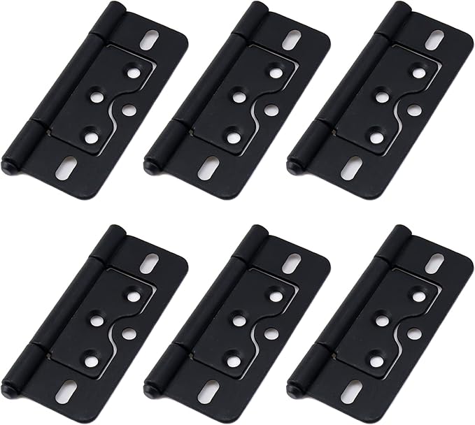 Wealrit 6 pcs Non-Mortise Hinges Door Hinges 3 Inch Length Heavy Duty Door Hinges Black Bifold Butt Hinges with Screws