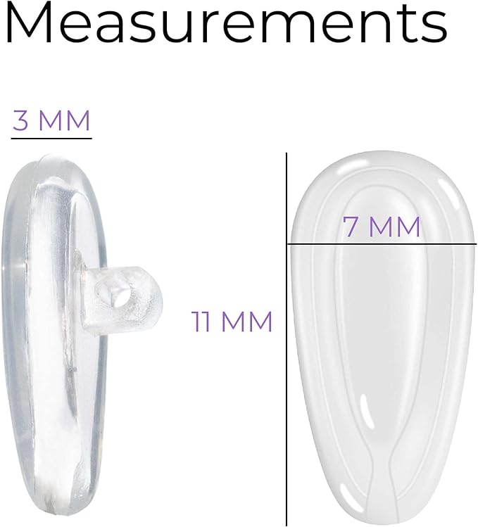GMS Optical Comfort Line - 7mm Regular Wide/11mm Small Length - Air Bag Screw-in Soft Silicone Nose Pads for Glasses, Sunglasses, Glasses Repair Kit with Screws, Keep Glasses from Sliding (5 Pair)