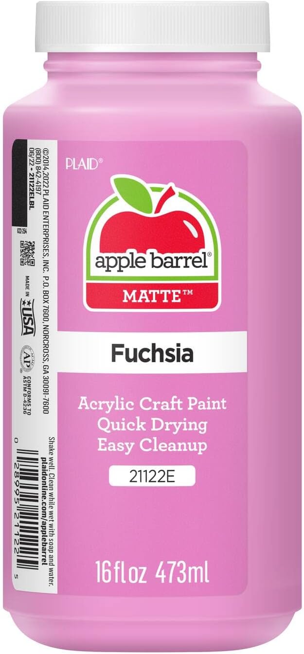 Apple Barrel, Fuchsia Acrylic Paint in Assorted Colors (16 Ounce), 21122, 16 Fl Oz (Pack of 1)