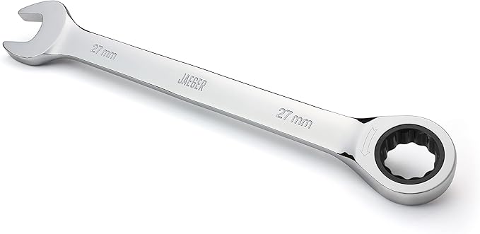 Jaeger 27 mm Combo Ratchet Wrench, 113-Tooth, Chrome Vanadium, Metric