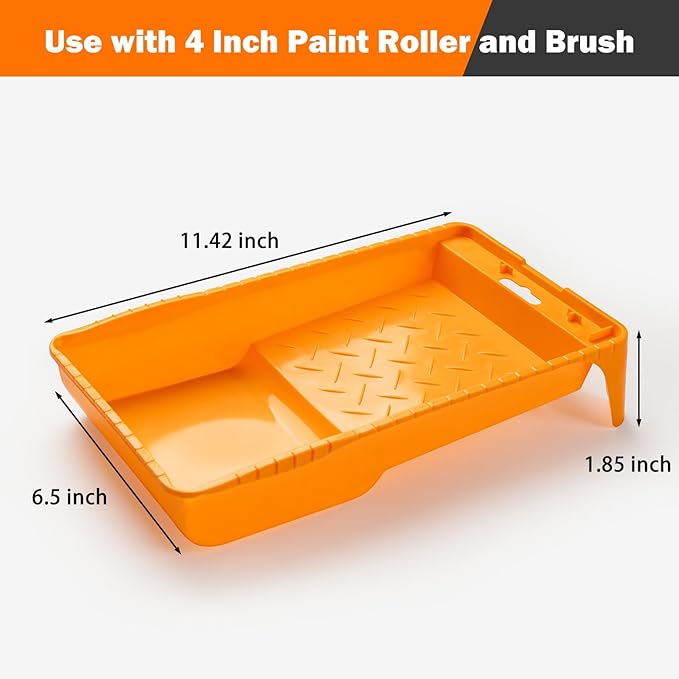 Mister Rui Paint Tray Liner, 4 Inch-10 Pieces, Plastic Paint Tray with Liners, Small Paint Trays, Disposable Paint Trays 4 Inch, Paint Pan Liners for Home Decor, House Painting