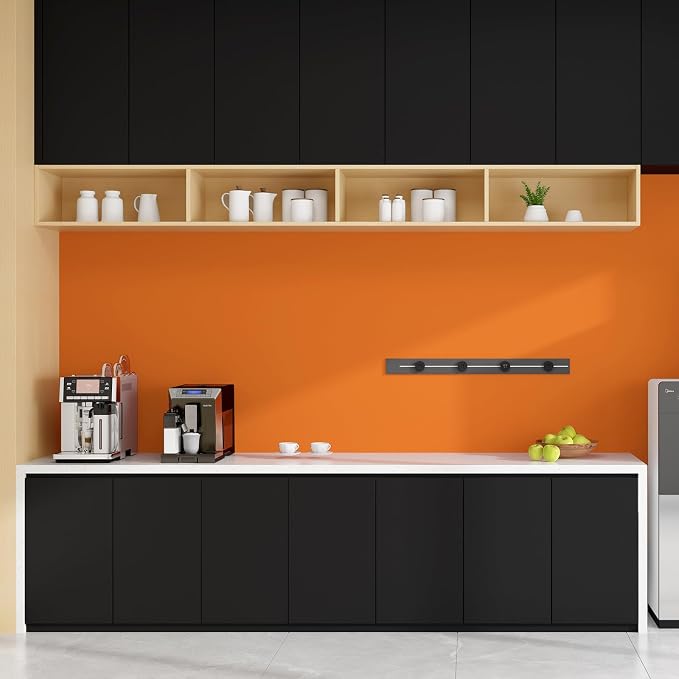 FUKU MON Vibrant Orange Peel and Stick Wallpaper 24" x 394" Solid Matte Contact Paper,Thick Removable Textured Wall Covering for Cabinets Accent Wall, Renter Friendly