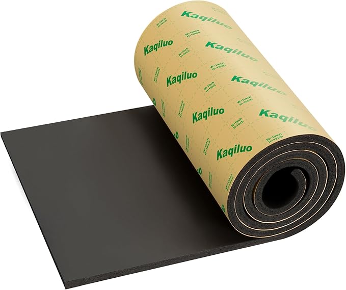 Kaqiluo High Density Self-Adhesive Sound Insulation Acoustic Closed Cell Foam, 5.8 sqft x 0.4in Thick, 50+kg/m³ ,Sound Proof Padding, Fire/Water Resistant Acoustic Treatment Foam